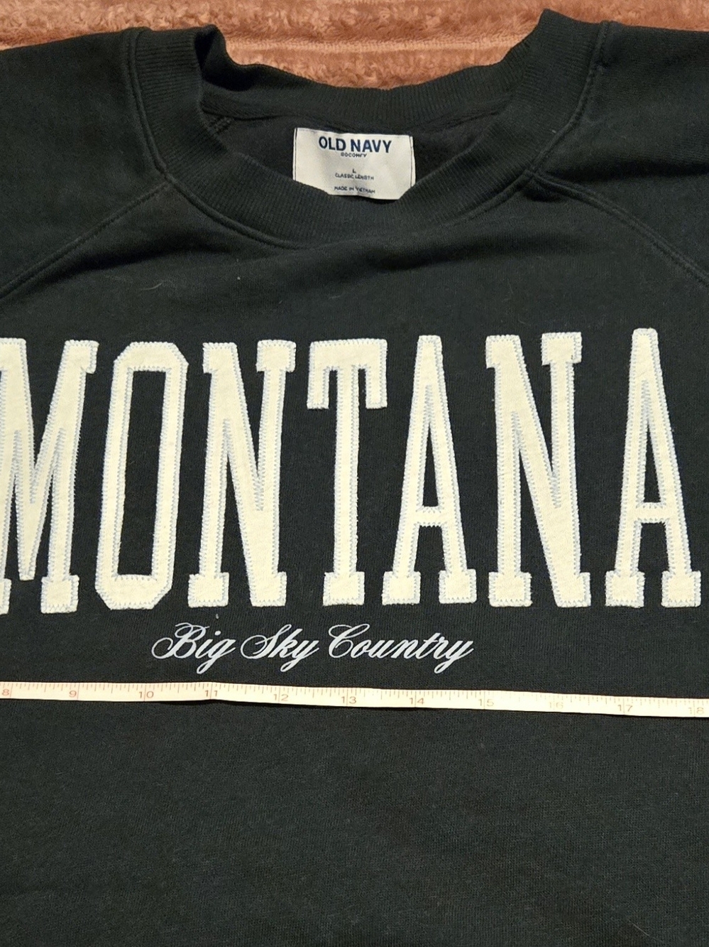 Old Navy, Navy Blue Crewneck Sweatshirt with White Label Accent - Picture 3 of 7